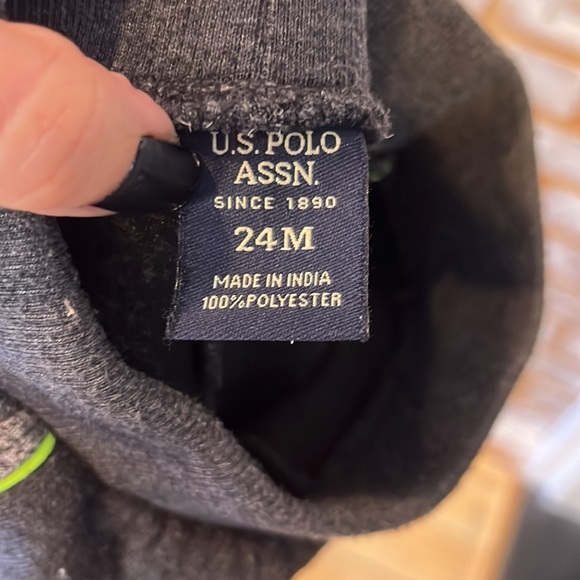 U.S. Polo Assn. Gray & Lime Green 2 Piece Hooded Tracksuit, Toddler Sz. 24 Mos. - Picture 7 of 8